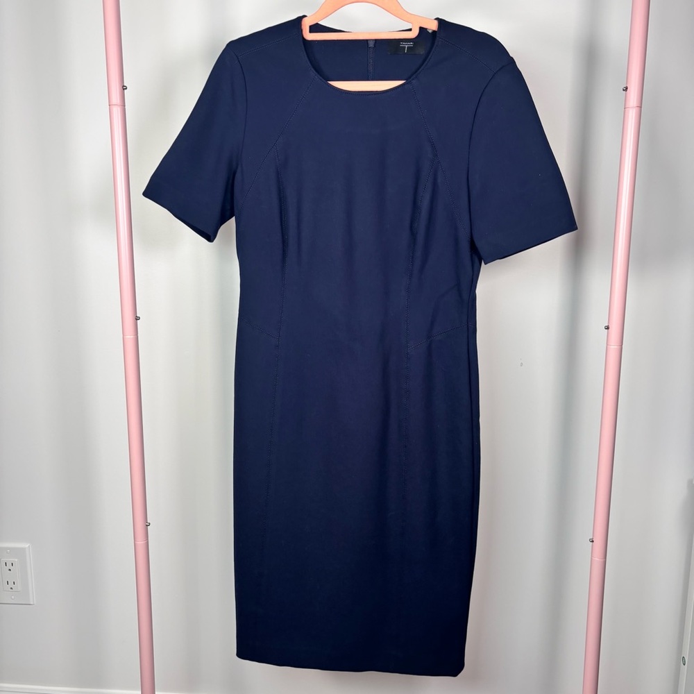 Tahari Classic Navy Midi Dress